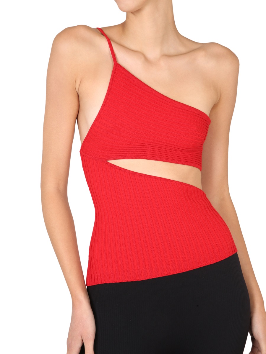 ANDREADAMO Asymmetrical One-Piece Top with Cut-Out Detail Rood
