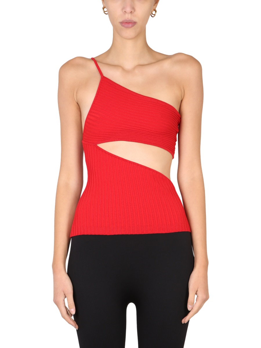 ANDREADAMO Asymmetrical One-Piece Top with Cut-Out Detail Rood