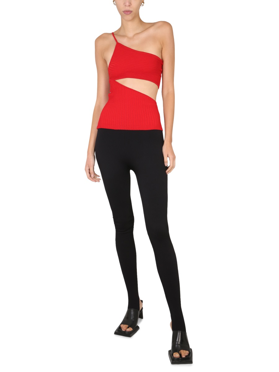 ANDREADAMO Asymmetrical One-Piece Top with Cut-Out Detail Rood