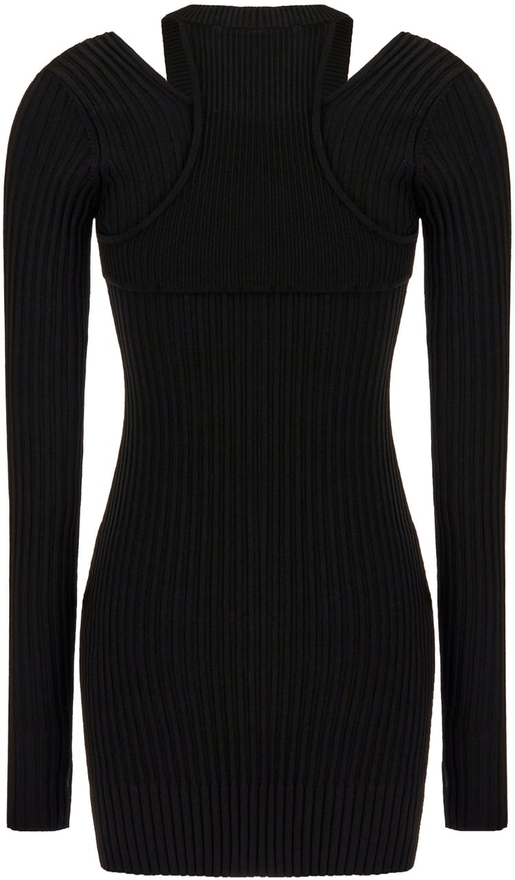 ANDREADAMO Andreadamo Black stretch viscose blend dress Zwart