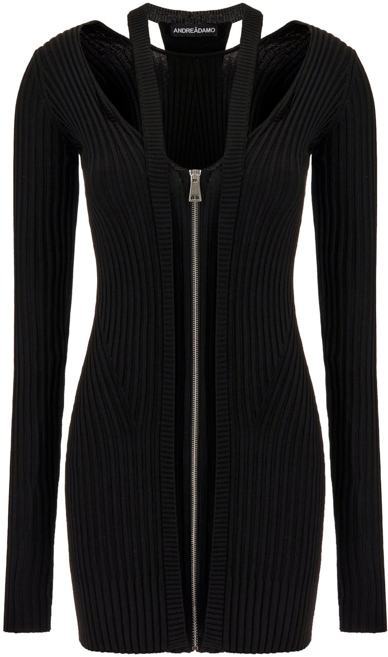 ANDREADAMO Andreadamo Black stretch viscose blend dress Zwart