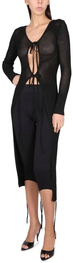 ANDREADAMO Long Perforated Jersey Zwart