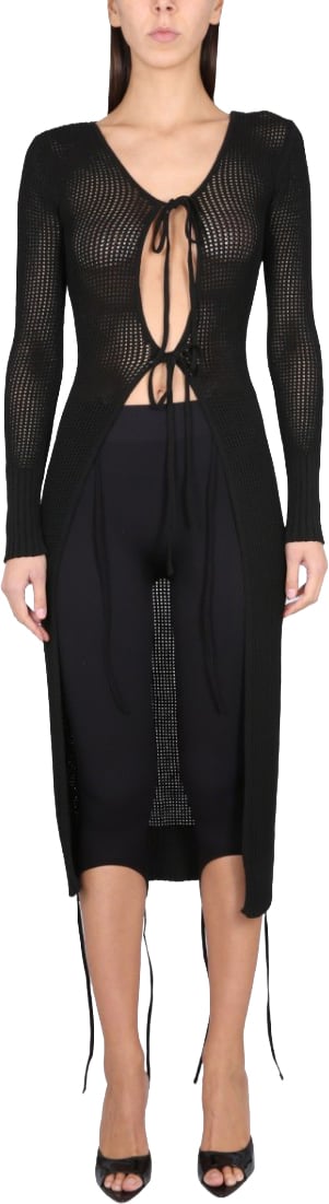 ANDREADAMO Long Perforated Jersey Zwart