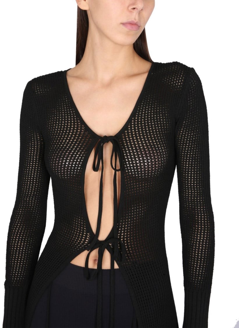 ANDREADAMO Long Perforated Jersey Zwart
