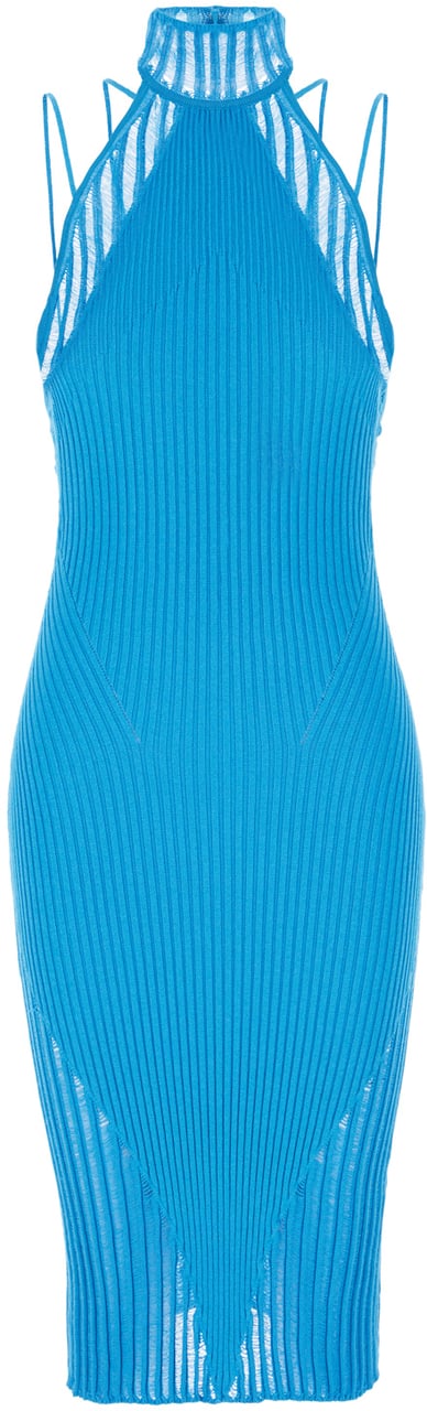 ANDREADAMO Andreadamo Turquoise stretch viscose blend mini dress Lichtblauw