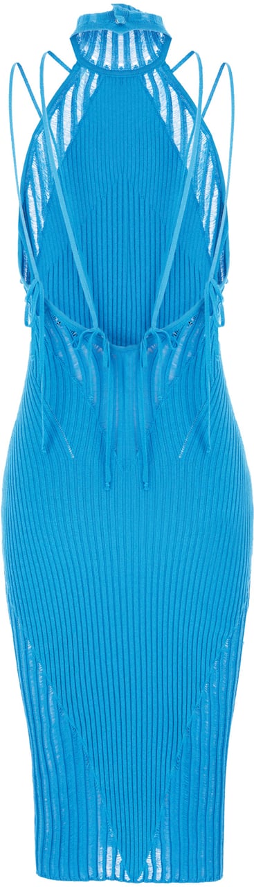 ANDREADAMO Andreadamo Turquoise stretch viscose blend mini dress Lichtblauw