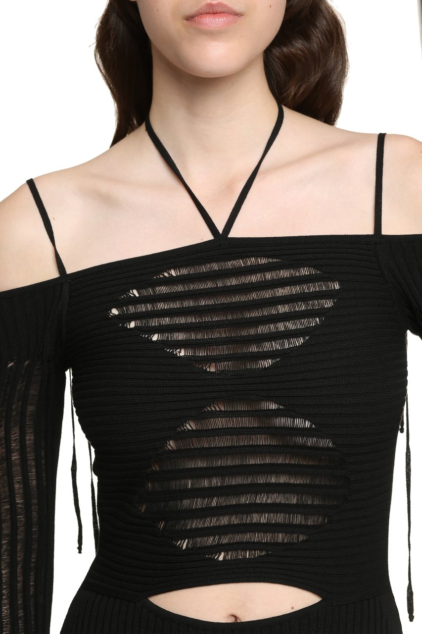 ANDREADAMO Ribbed knit dress Zwart