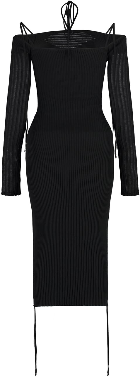 ANDREADAMO Ribbed knit dress Zwart