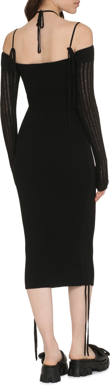 ANDREADAMO Ribbed knit dress Zwart