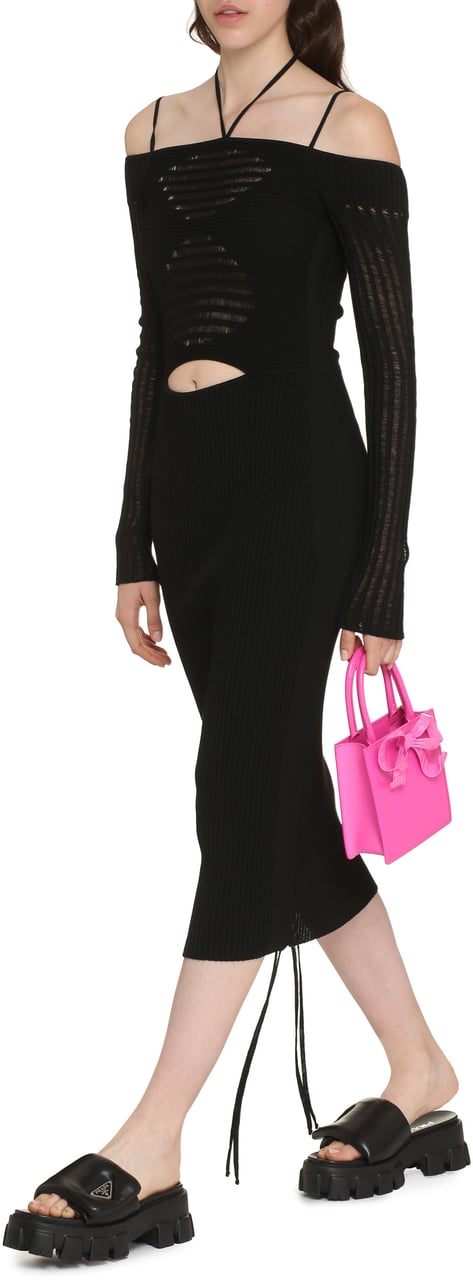ANDREADAMO Ribbed knit dress Zwart