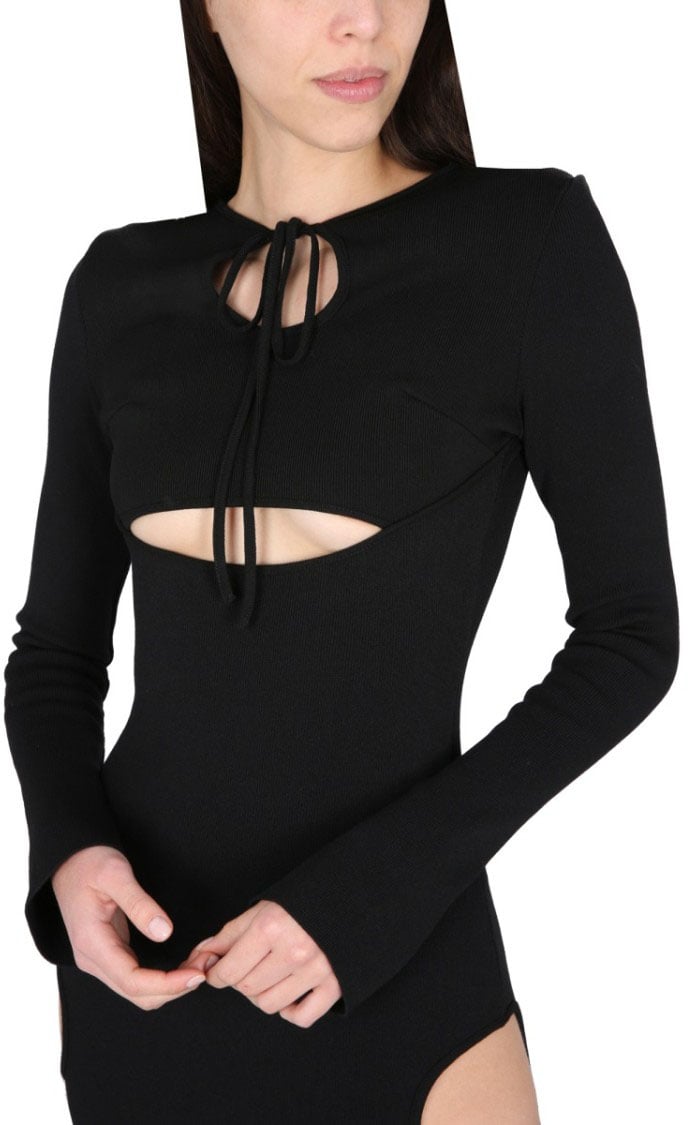 ANDREADAMO Midi Dress With Cut-Out Details Zwart