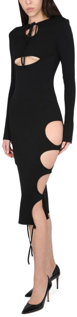ANDREADAMO Midi Dress With Cut-Out Details Zwart