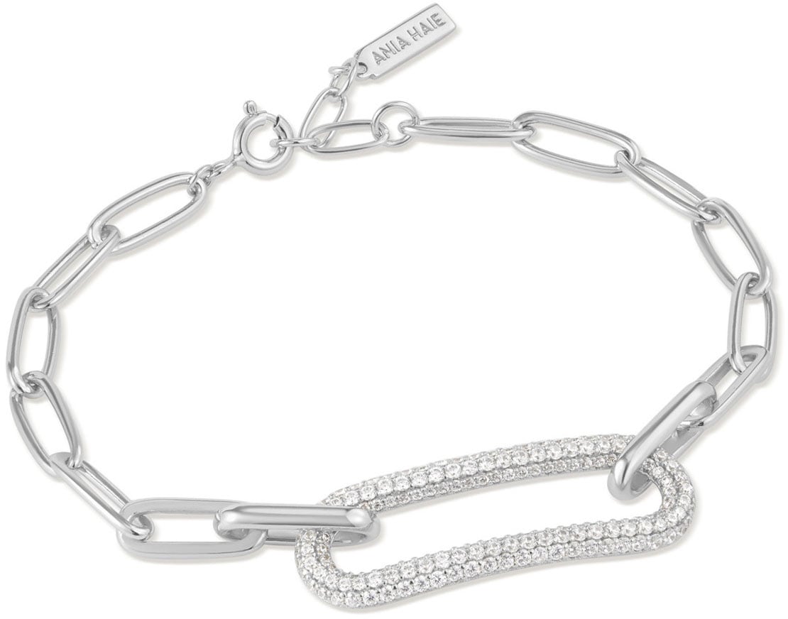 Ania Haie Silver Pave Link - Bracelet - 18cm Zilver