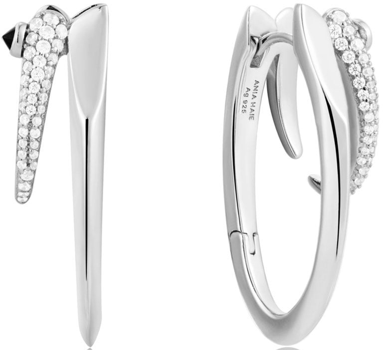 Ania Haie Silver Sparkle Double Hoop Earrings S Zilver