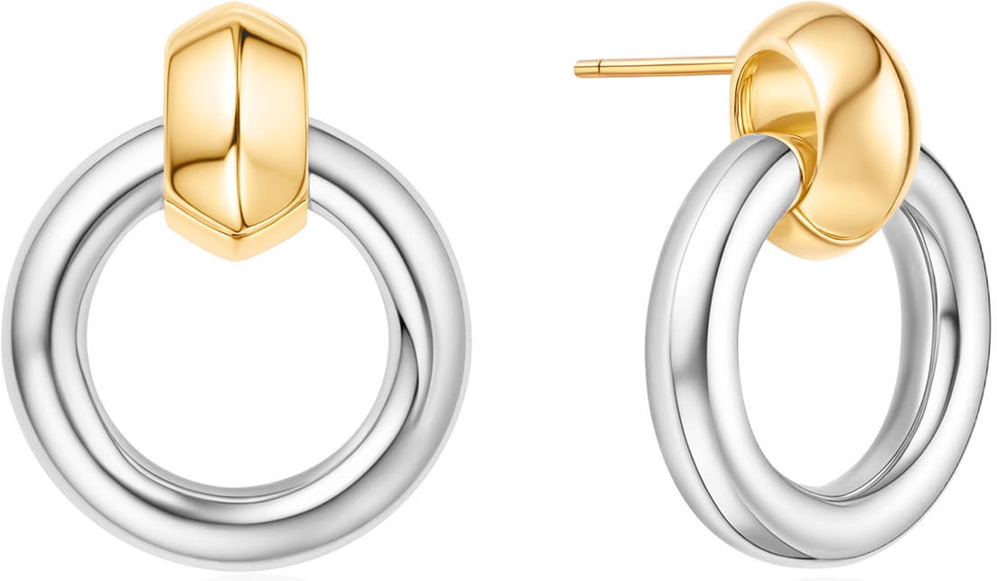 Ania Haie Two-Tone Hoop Earrings E Zilver