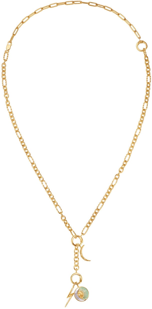 Ania Haie Gold Mixed Link Charm Chain Connector Necklace Goud
