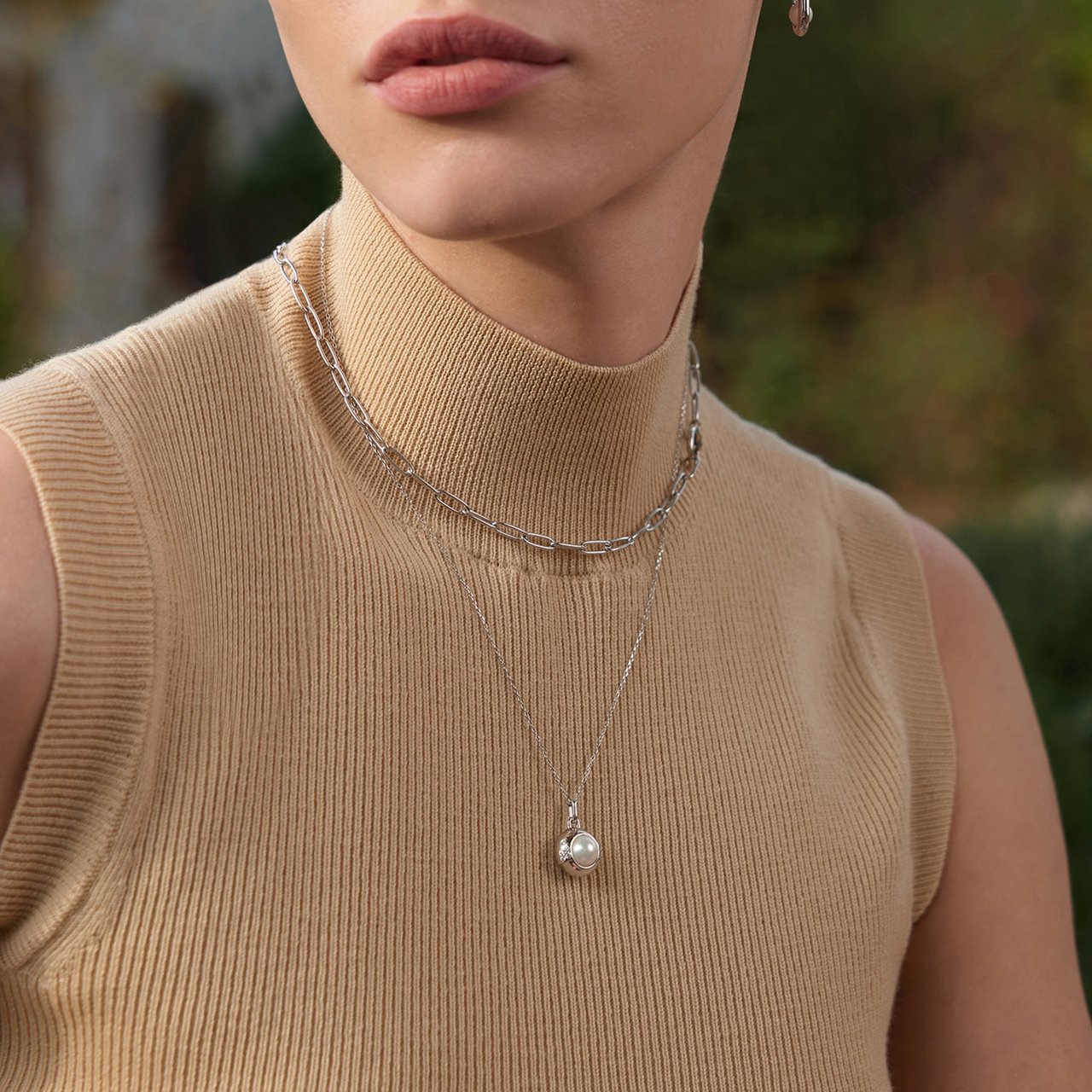 Ania Haie Silver Pearl Sphere Pendant Necklace M Zilver