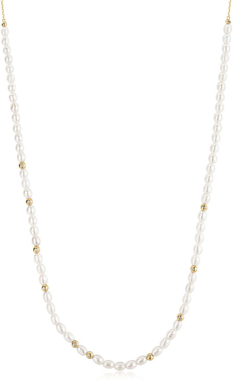 Ania Haie Gold FW Pearl Zirconia Necklace M Goud