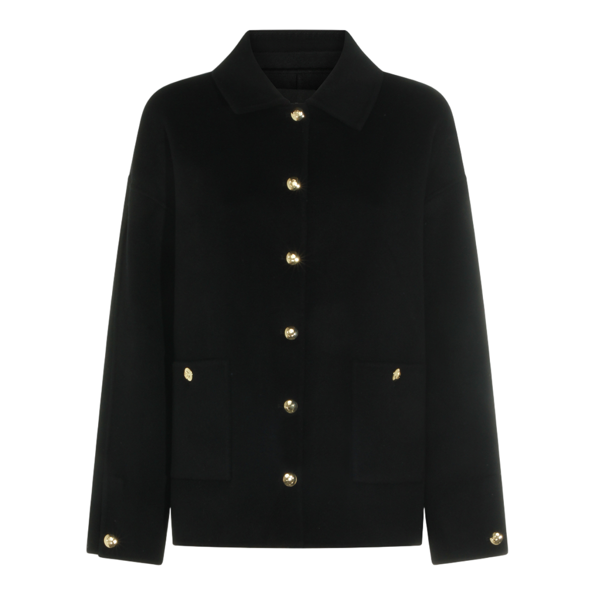 Anine Bing Minimalist Black Jacket with Classic Collar Zwart