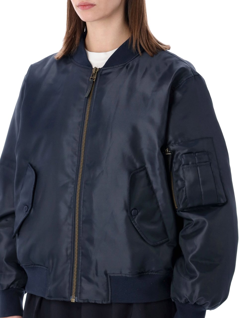 Anine Bing Leon Bomber Nylon Blu Blauw