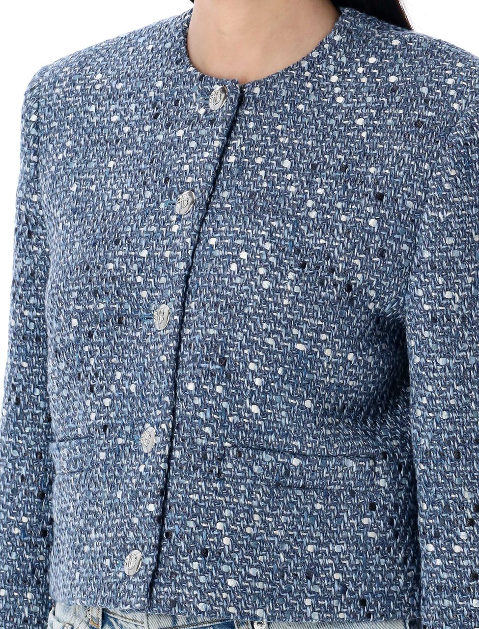 Anine Bing Amber Jacket Tweed Blue Blauw