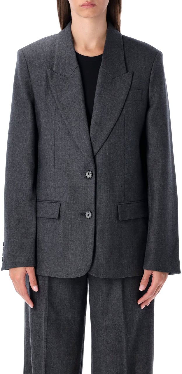 Anine Bing Ross Blazer Single Breast Grigio Grijs