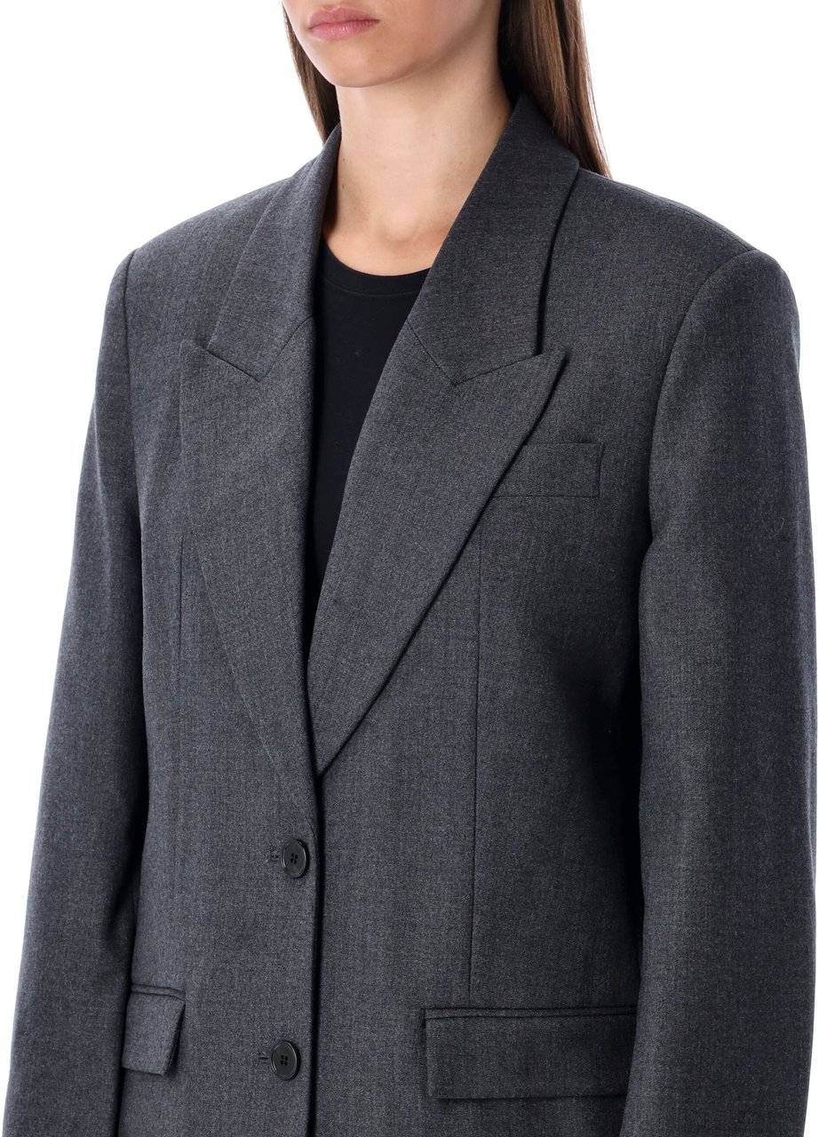Anine Bing Ross Blazer Single Breast Grigio Grijs