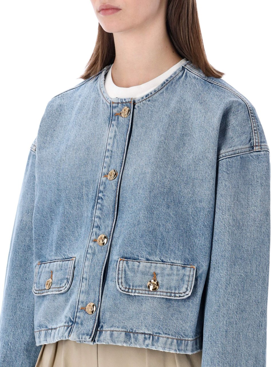 Anine Bing Blanchet Denim Jacket Caspiac Blue Blauw