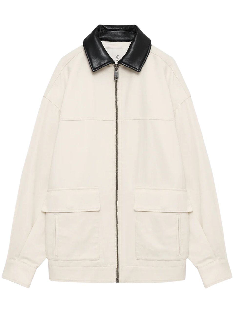 Anine Bing Cream Body Jacket with Black Leather Collar Neutraal