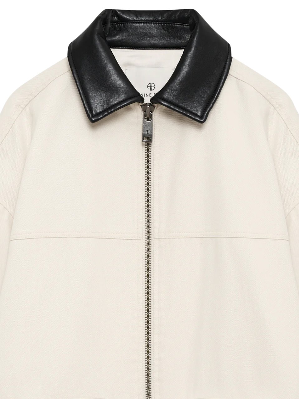 Anine Bing Cream Body Jacket with Black Leather Collar Neutraal