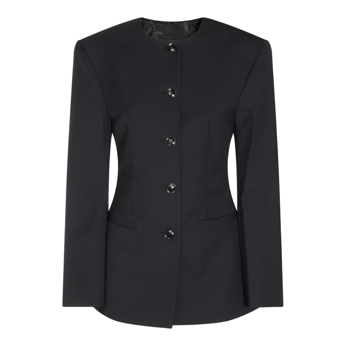 Anine Bing Tailored Black Jacket with Round Neckline Zwart
