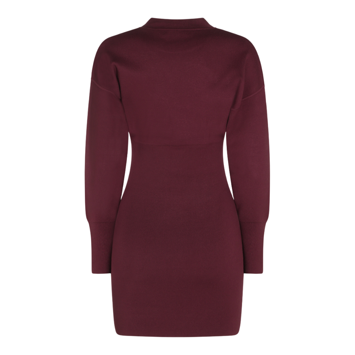 Anine Bing Fitted Ribbed Mini Dress with Extended Cuffs Maroon
