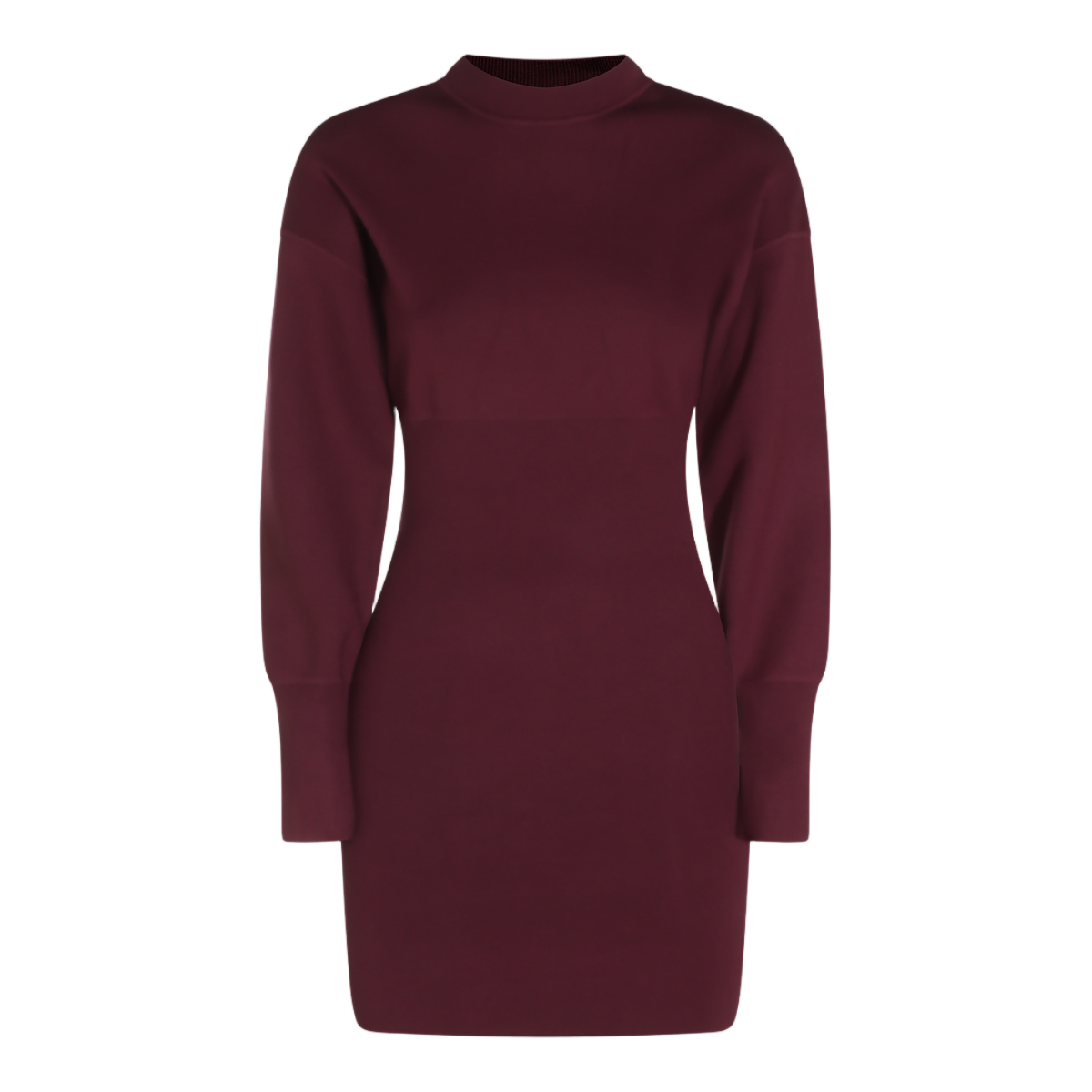 Anine Bing Fitted Ribbed Mini Dress with Extended Cuffs Maroon
