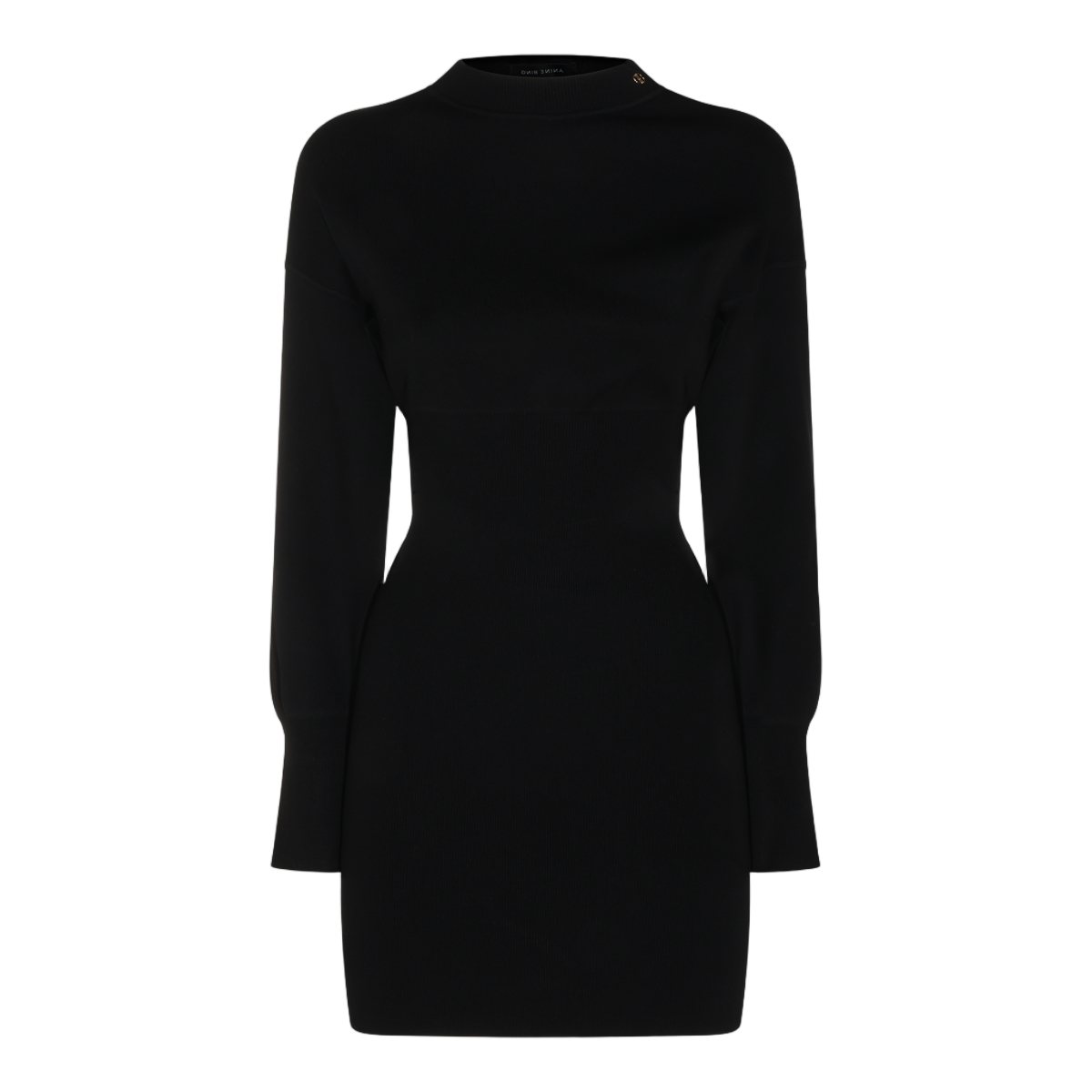 Anine Bing Fitted Mini Dress with Long Sleeves and Metallic Detail Zwart