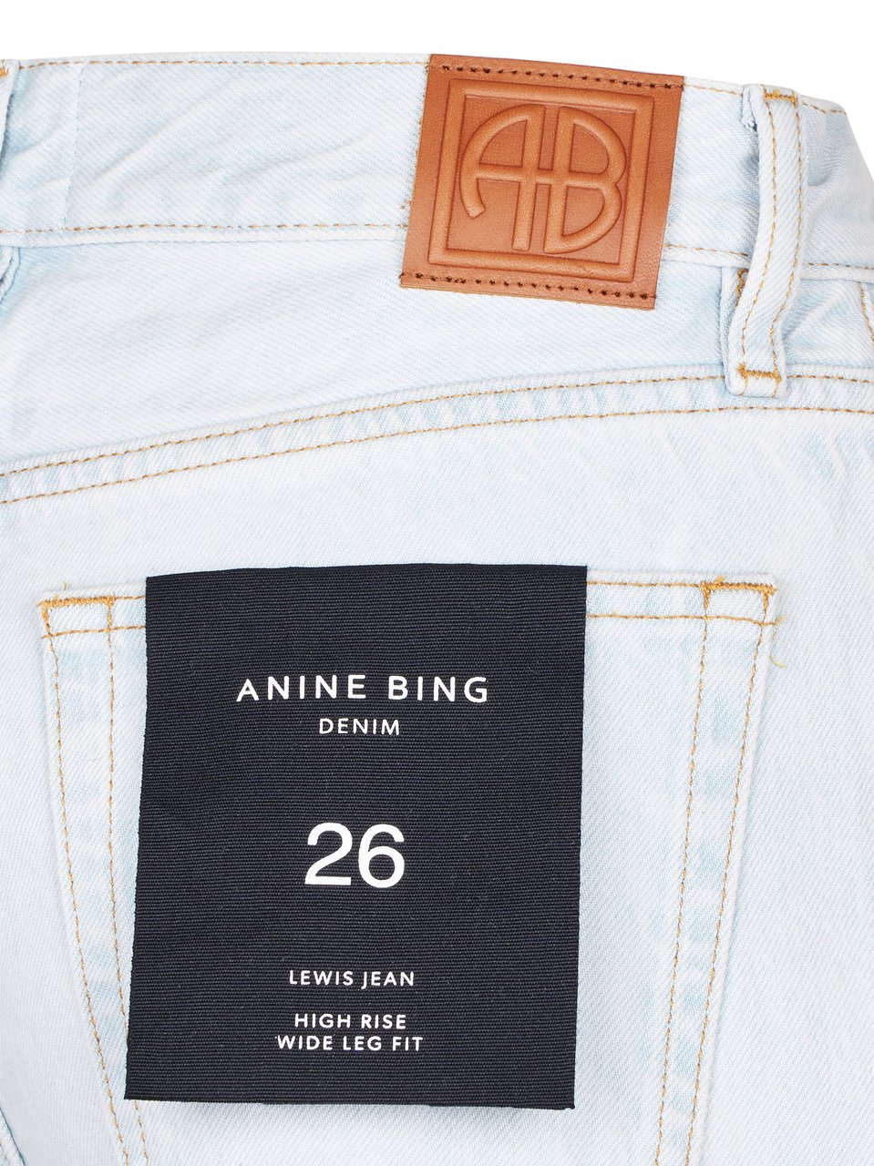 Anine Bing High-Rise Wide-Leg Trousers in Light Denim Wit