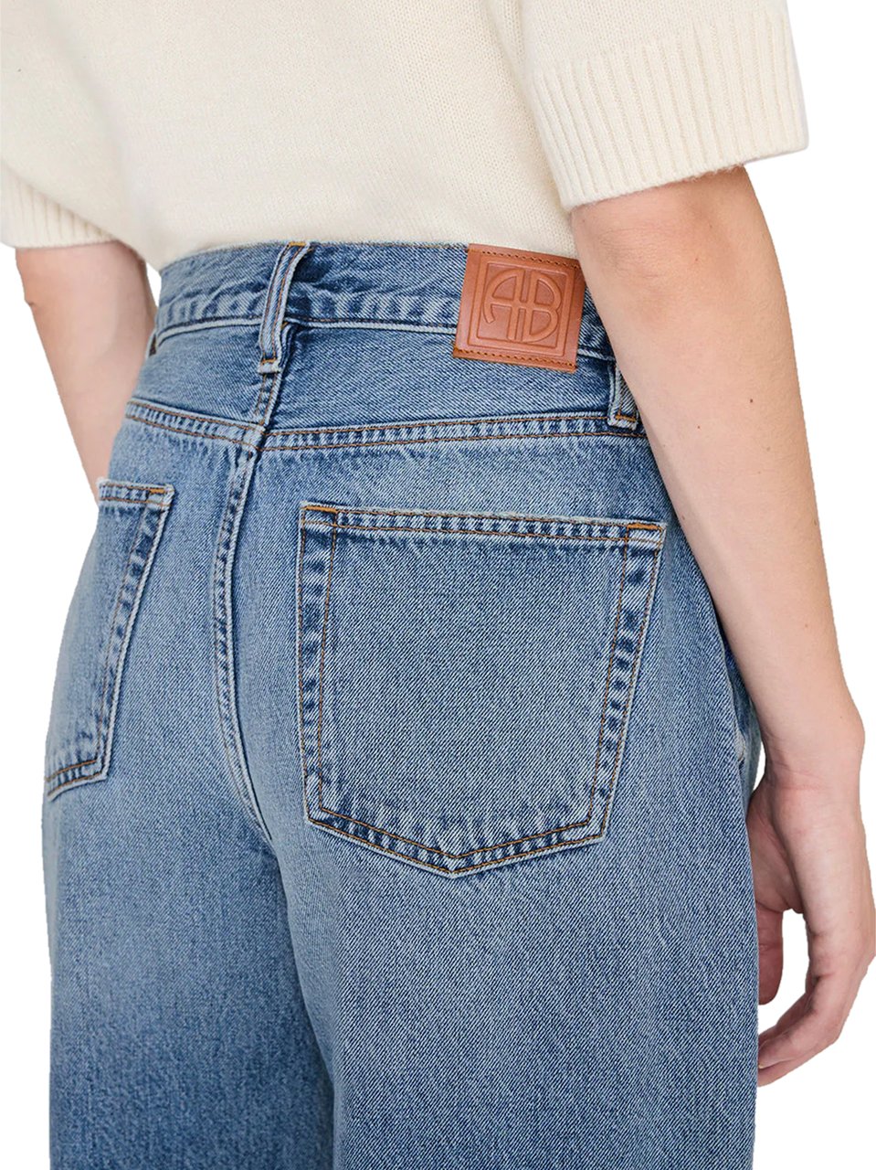 Anine Bing Relaxed Fit Straight-Leg Denim Trousers with Five-Pocket Design Blauw