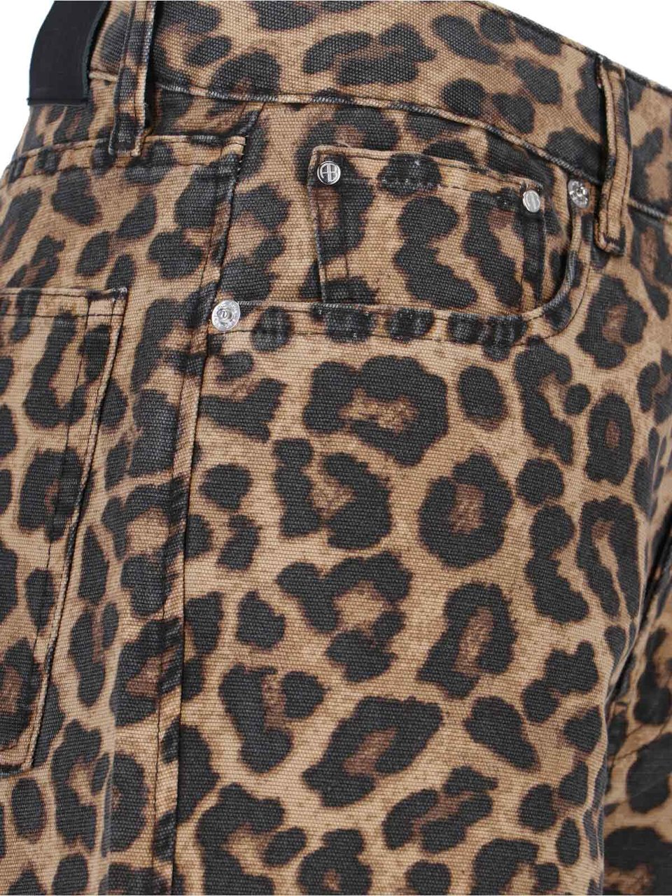 Anine Bing Leopard Print Straight-Leg Trousers with Five-Pocket Design Zwart