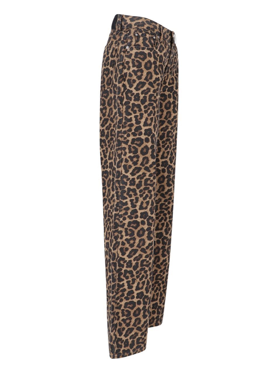 Anine Bing Leopard Print Straight-Leg Trousers with Five-Pocket Design Zwart