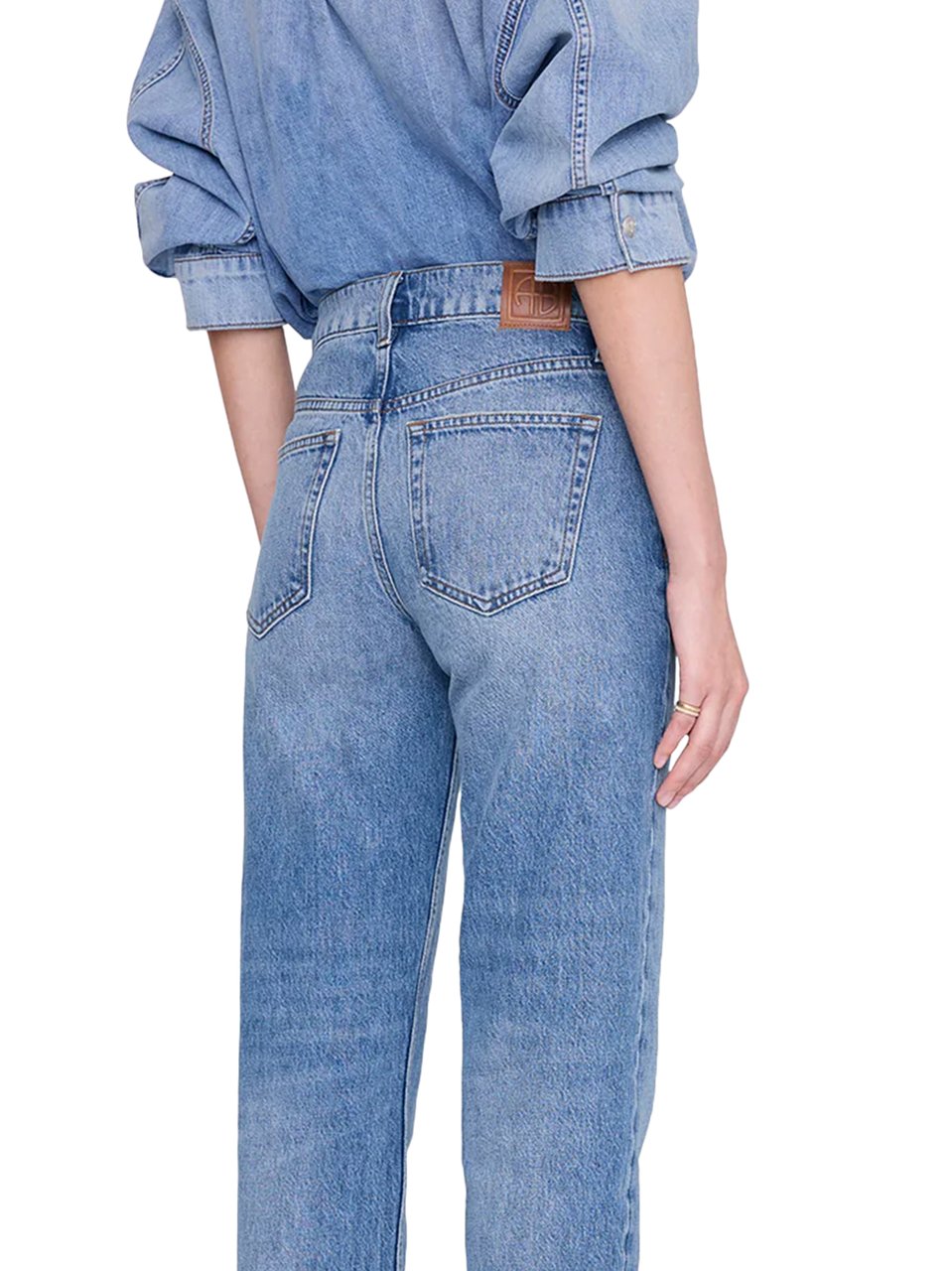 Anine Bing Classic Straight-Leg Jeans with Mid-Rise Waist Blauw
