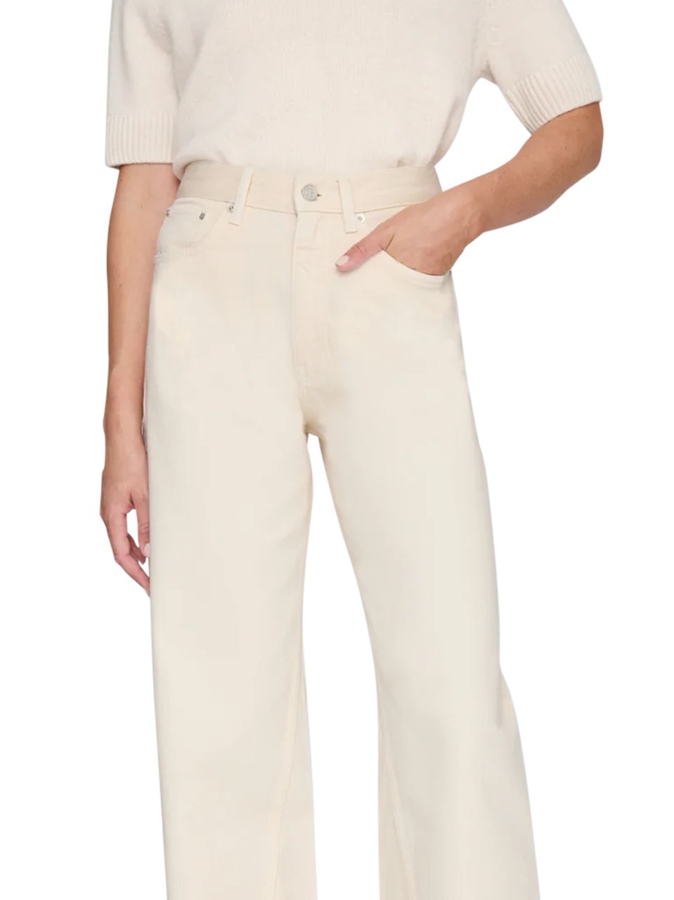 Anine Bing High-Waisted Wide-Leg Trousers with Classic Five-Pocket Design Neutraal