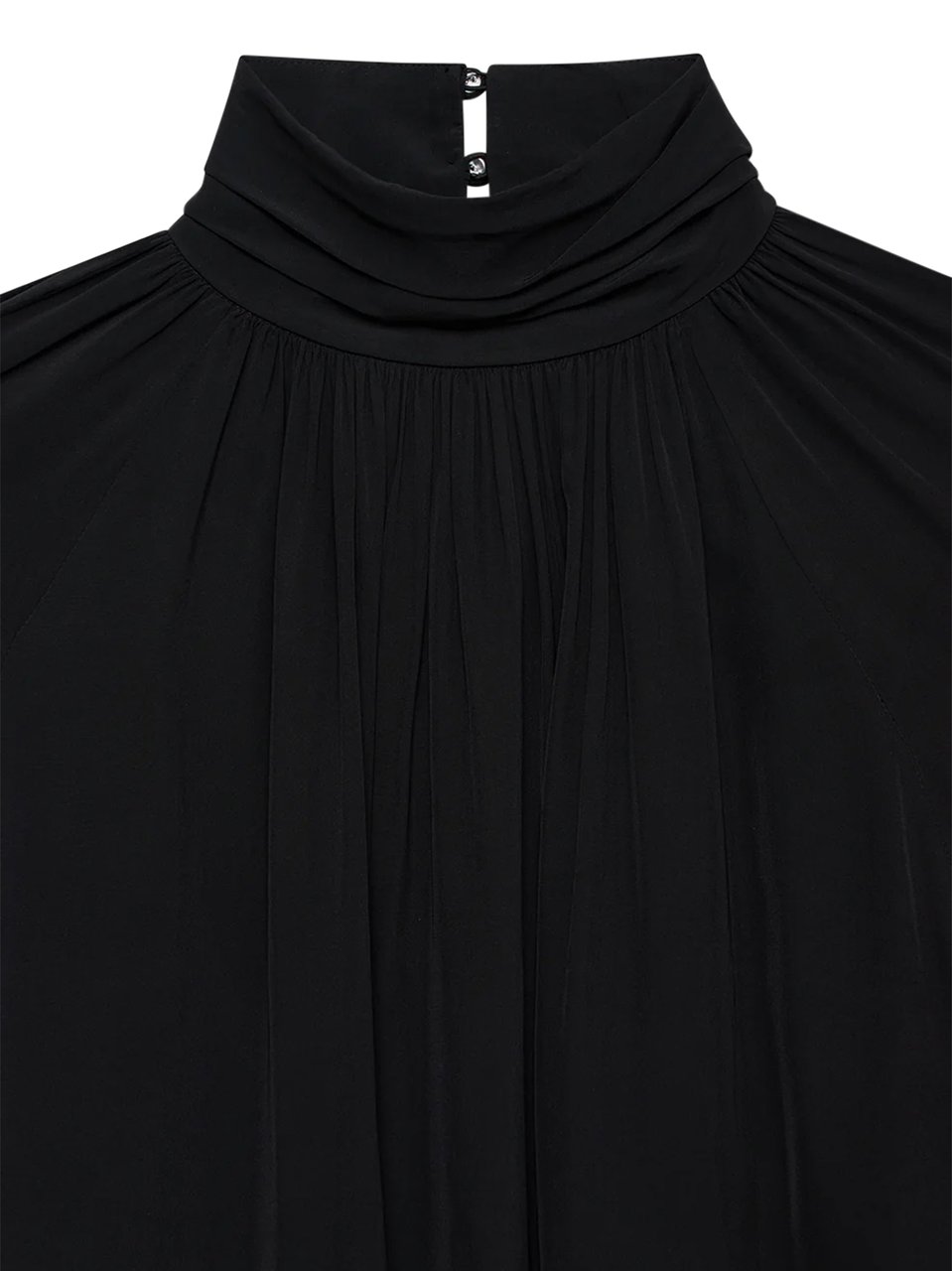 Anine Bing Gathered Neckline Knit Sweater with Dramatic Sleeves Zwart