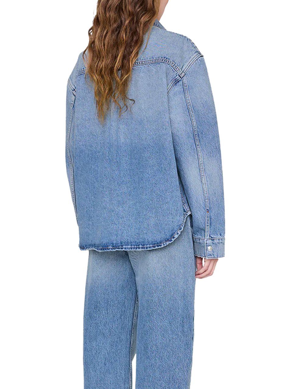 Anine Bing Denim Shirt with Classic Collar and Button-Down Front Blauw