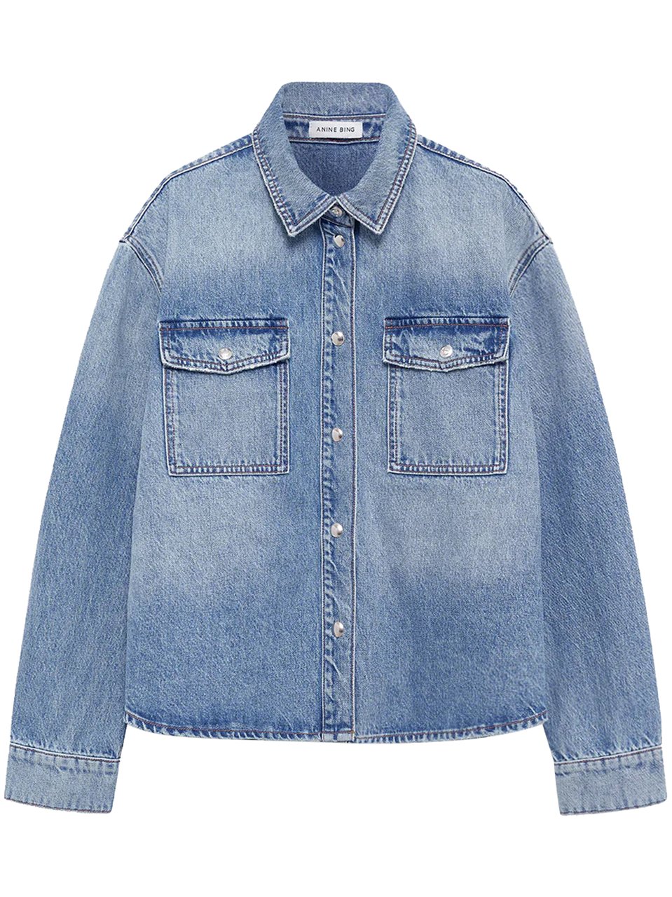 Anine Bing Denim Shirt with Classic Collar and Button-Down Front Blauw