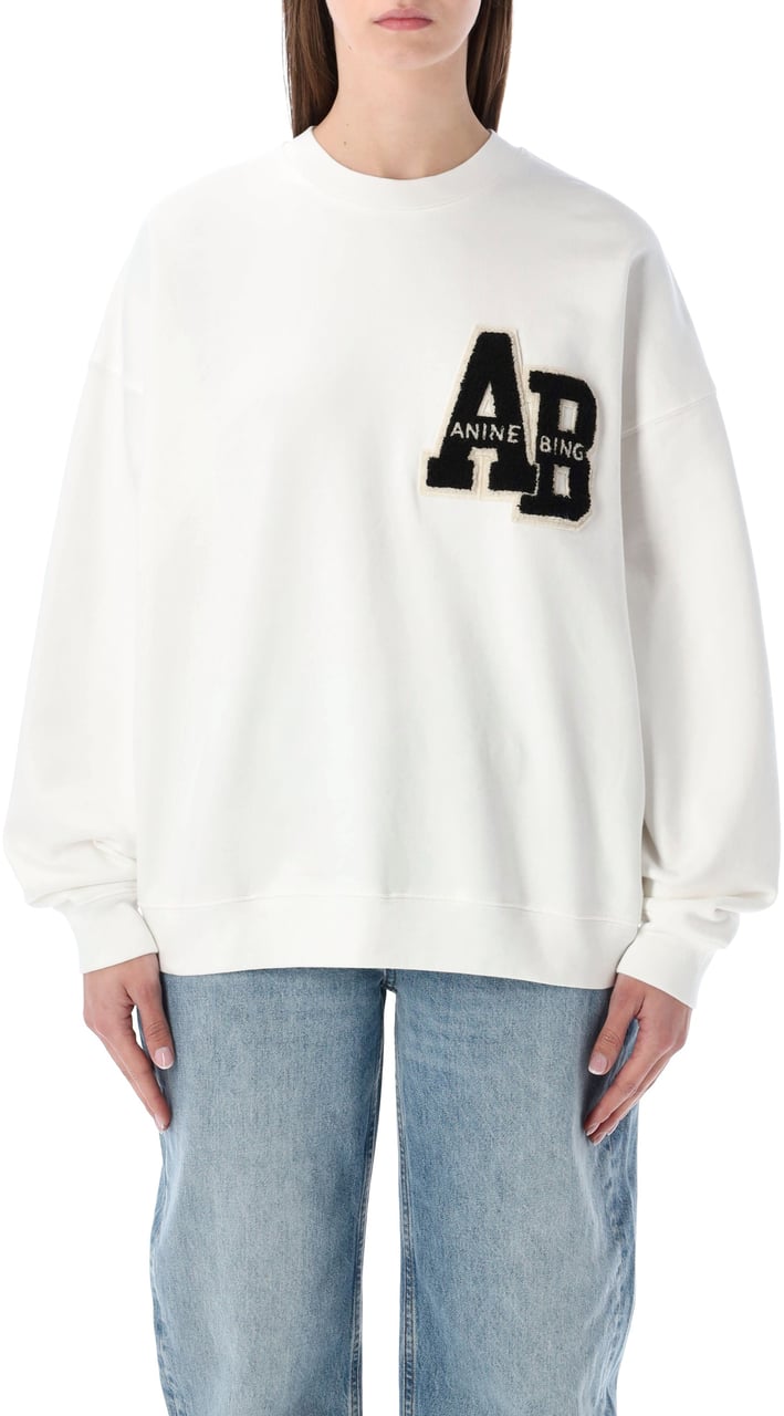 Anine Bing Miles oversized Letterman off-white sweatshirt Anine Bing Wit
