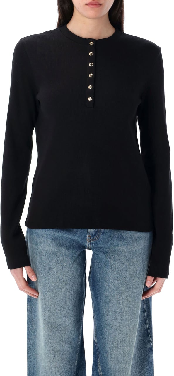 Anine Bing Alessia Long Sleeve Striped Tshirt Nero Zwart