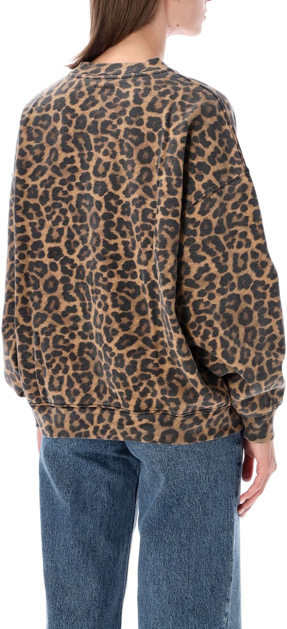 Anine Bing Miles Sweatshirt Leo Black And Brown Leopard Beige