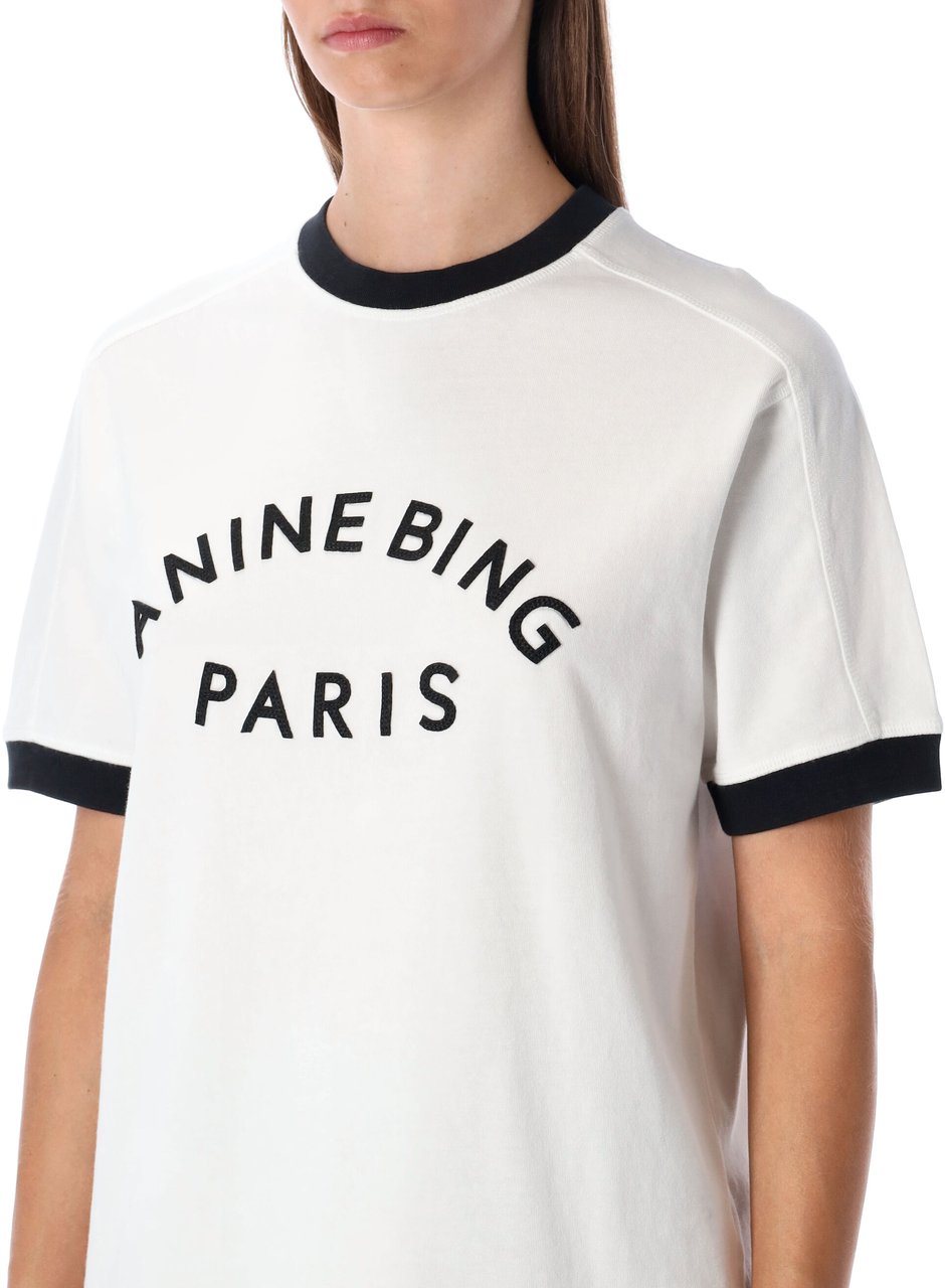 Anine Bing Jaylin Tshirt Logo Bianco Wit