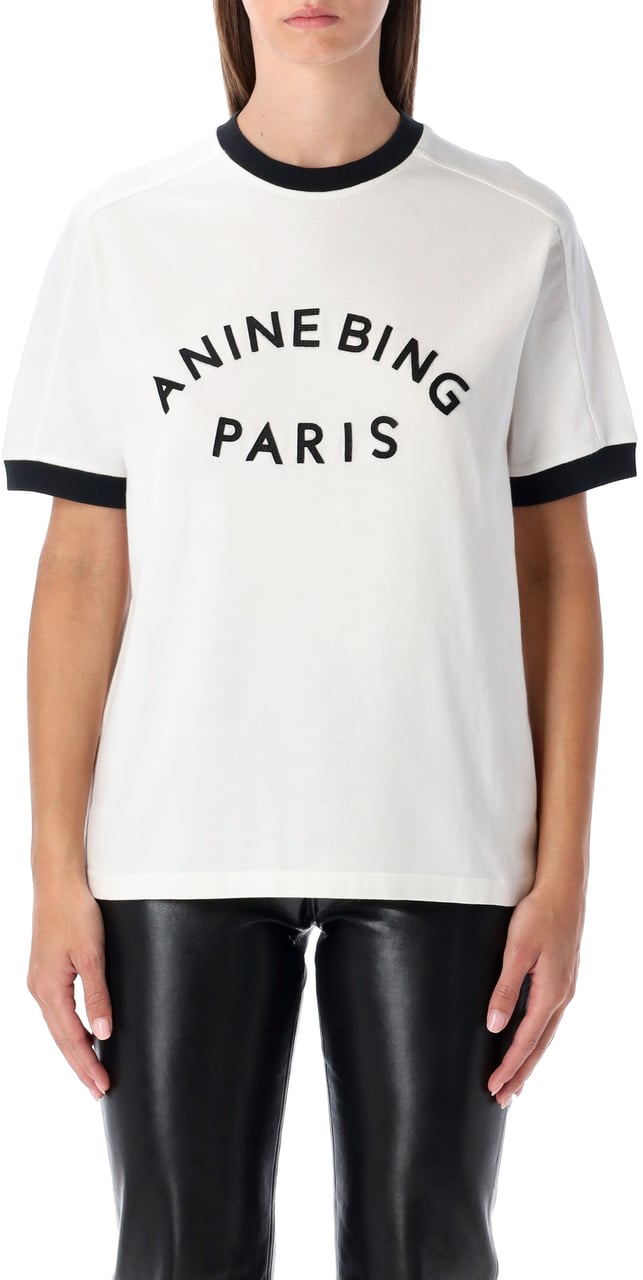 Anine Bing Jaylin Tshirt Logo Bianco Wit
