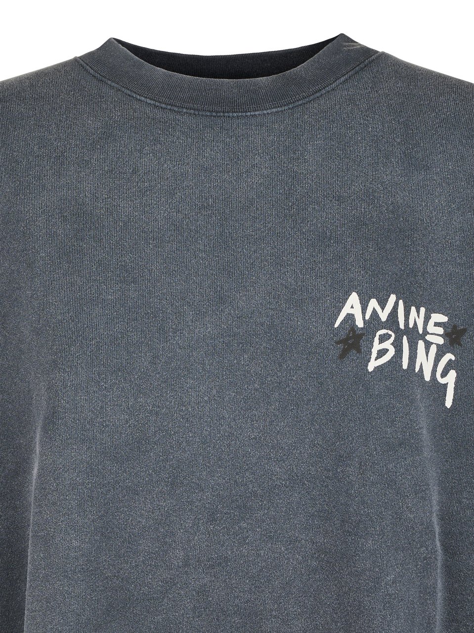 Anine Bing Washed Charcoal Grey Sweatshirt with Graphic Logo Grijs