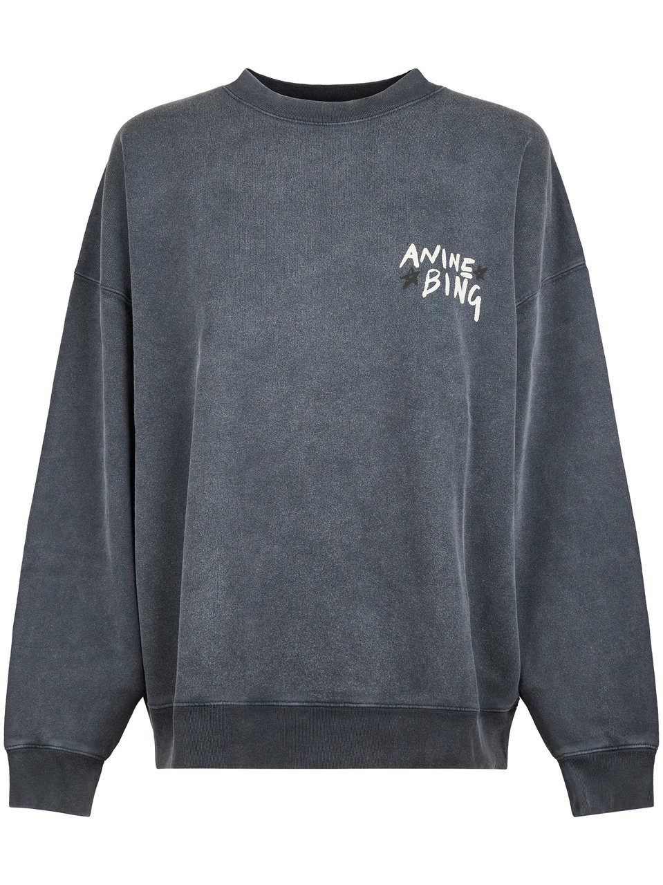 Anine Bing Washed Charcoal Grey Sweatshirt with Graphic Logo Grijs